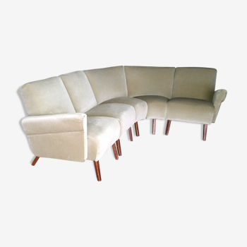 Canapé d'angle modulable 5 places années 50-60