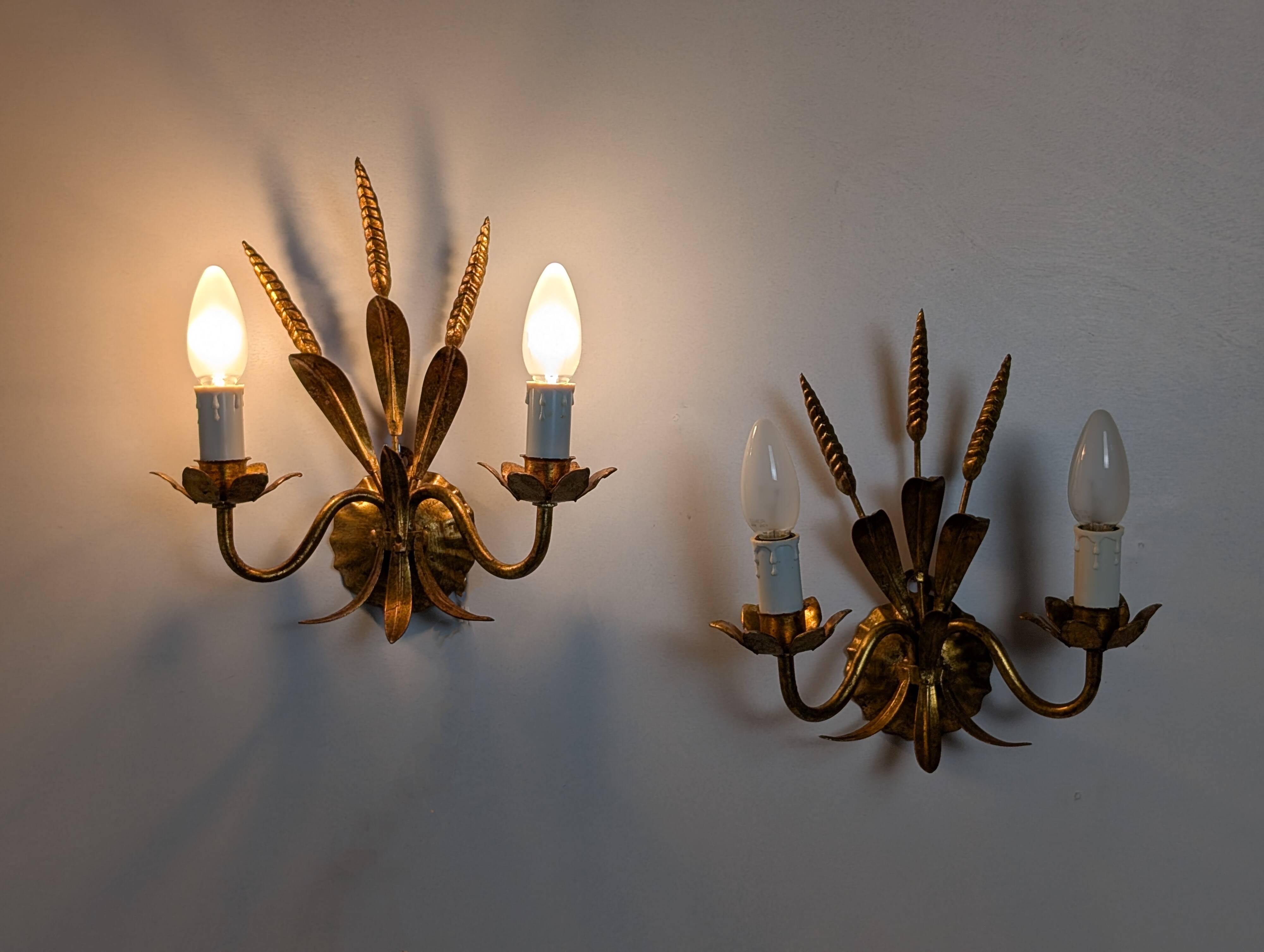 Pair of wheat ear wall lights