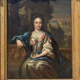Antique painting, portrait of a gallant woman signed early 18th century