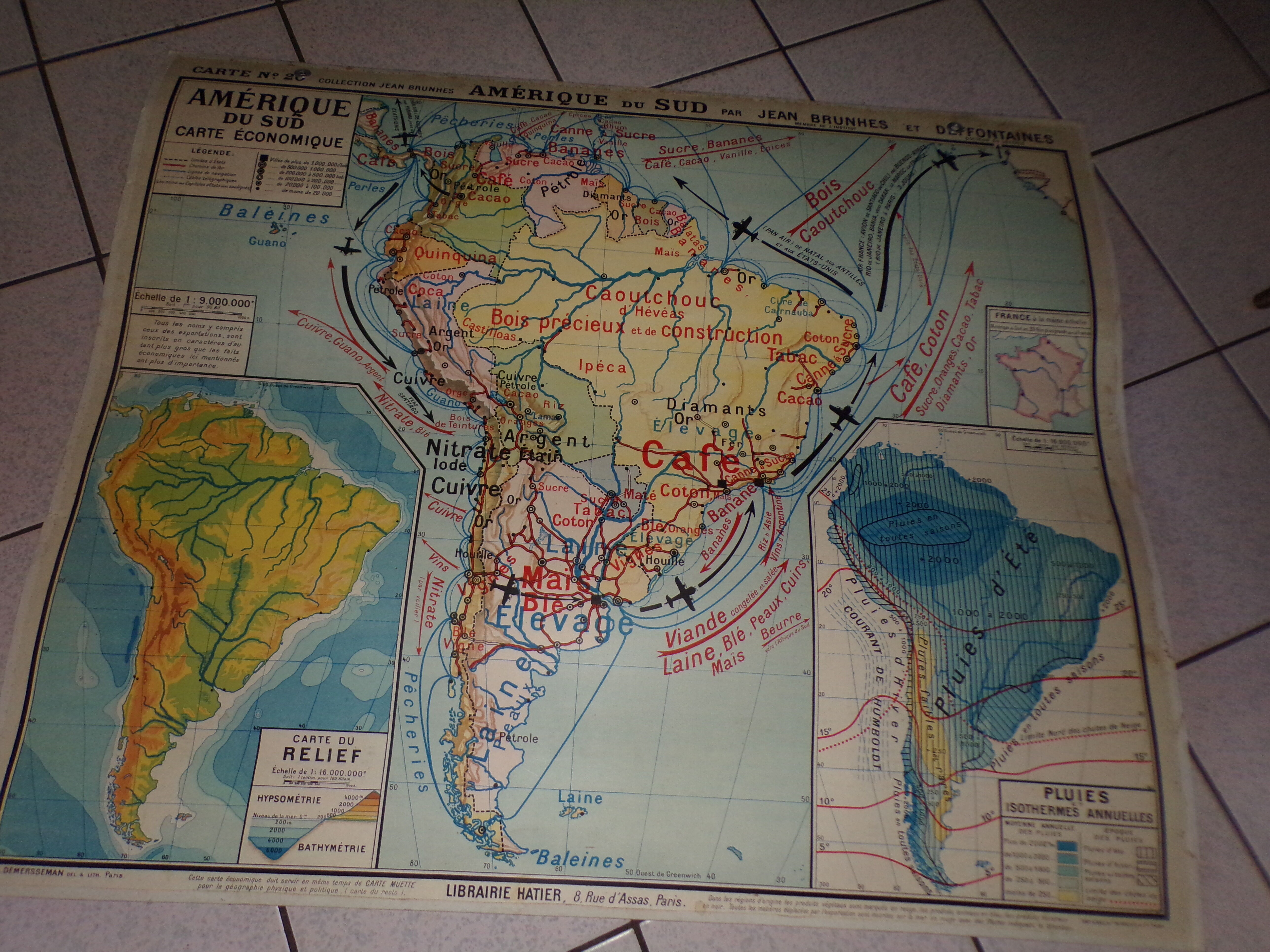 Ancient school map South America