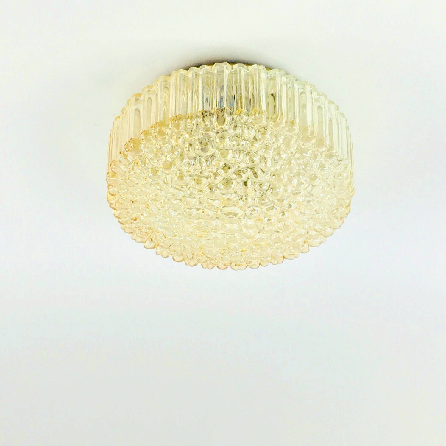 Mid-Century Amber Bubble Glass Ceiling Light by H.Tynell for Limburg, 1960s
