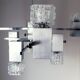 Sciolari chrome, stainless steel and structured glass chandelier