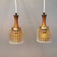 Hanging lamps from Swedish Orrefors 1970s in crystal glass