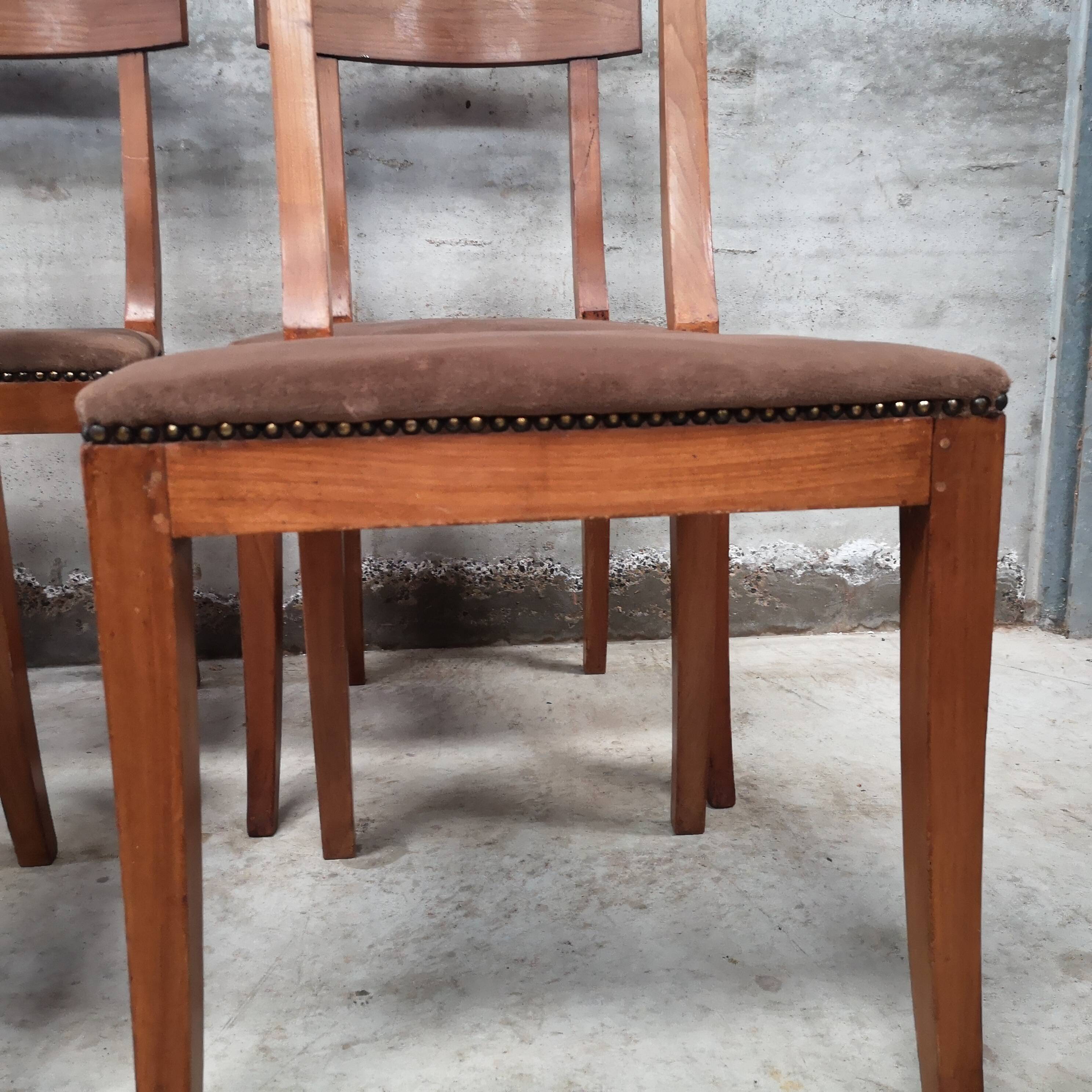 4 Directoire period cherry wood chairs