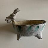 Empty cubist zoomorphic pocket in glazed clay