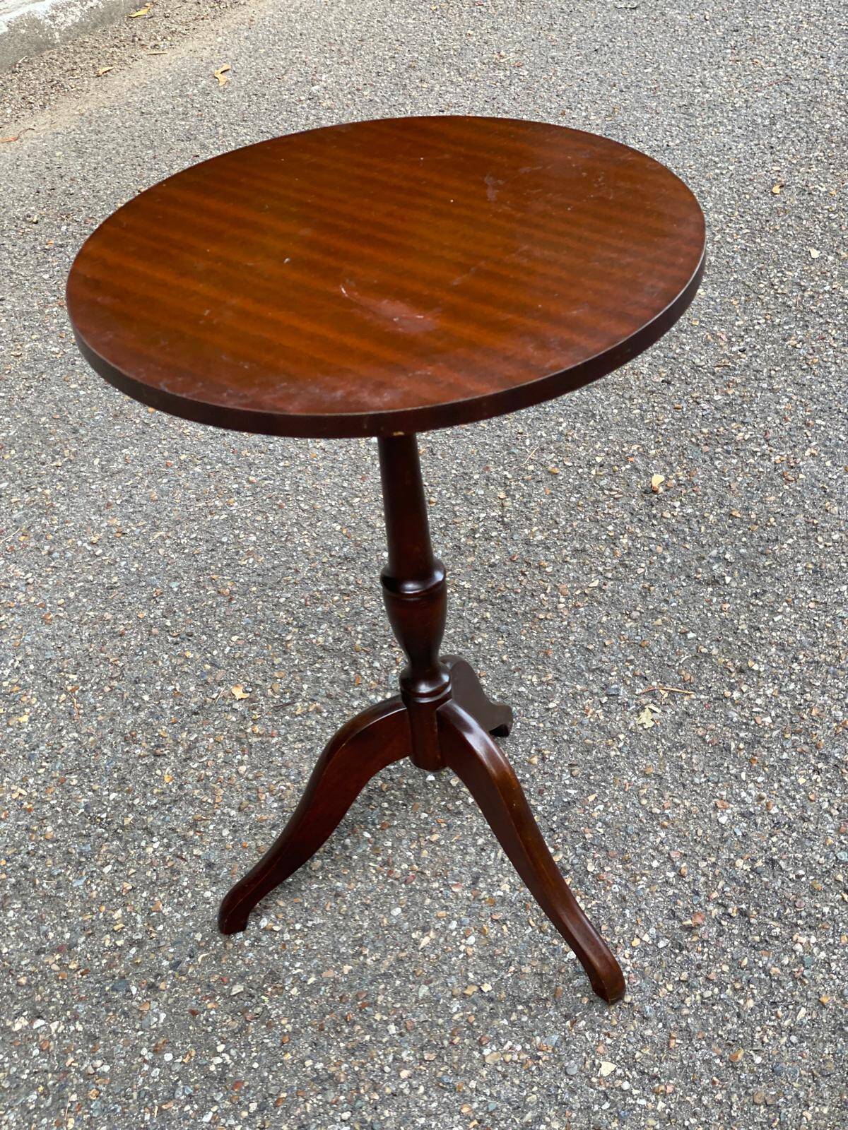 Solid walnut wood tripod side table