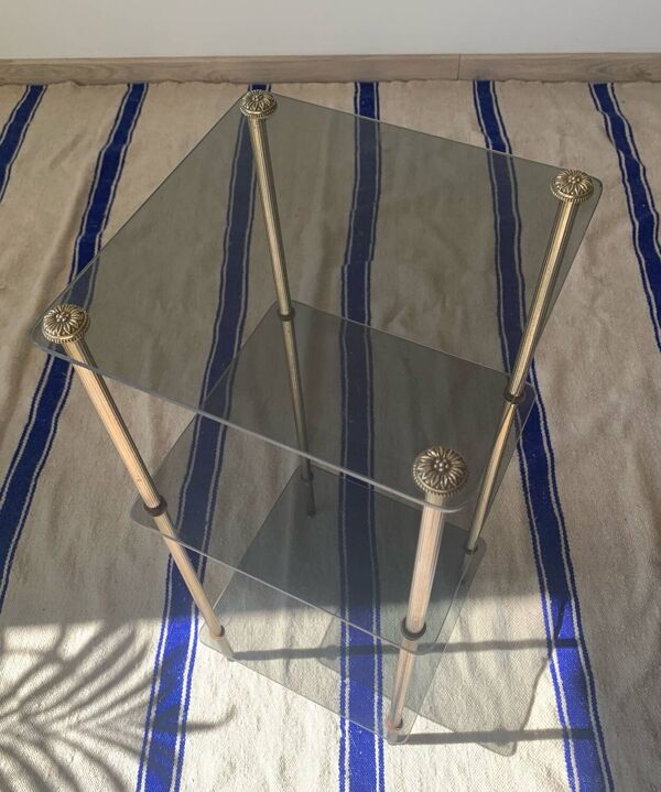 Ancienne sellette en verre et laiton