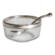 Caviar bowl & its spoon Bormioli Rocco glass & silver-plated metal, Italy 80s