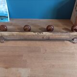 Coat rack wood 4 hooks patinated deco