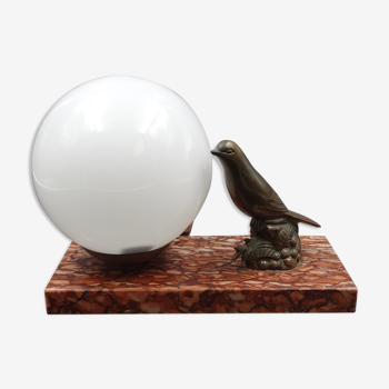 Lampe à poser "le petit oiseau" socle en marbre vers 1950