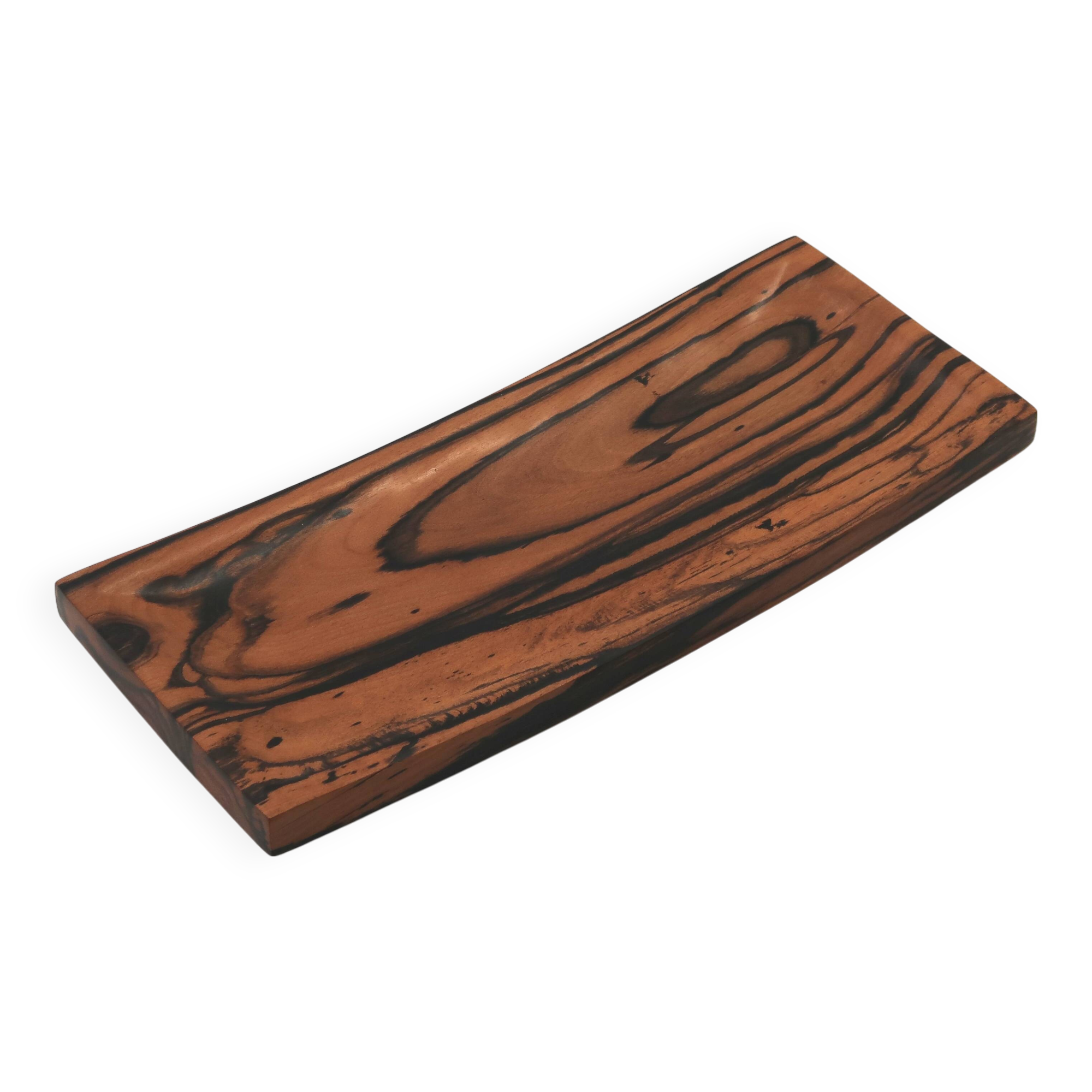 Signed rectangular pocket tray in royal ebony wood, 1970s