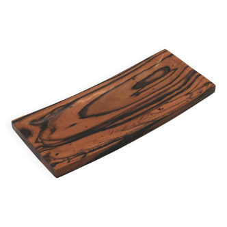 Vide poche rectangulaire signé en bois d'ébène royal, années 70