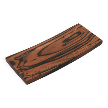 Signed rectangular pocket tray in royal ebony wood, 1970s