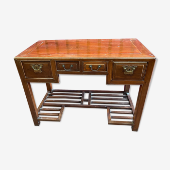 Ancien bureau en  bois d'orme, époque Qing du 19ème siècle, ouvrant à quatre tiroirs Chine
