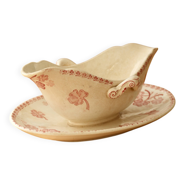 Saucière antique terre de fer rouge Lunéville modèle Lucien