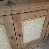 Country sideboard in solid wood and rattan
