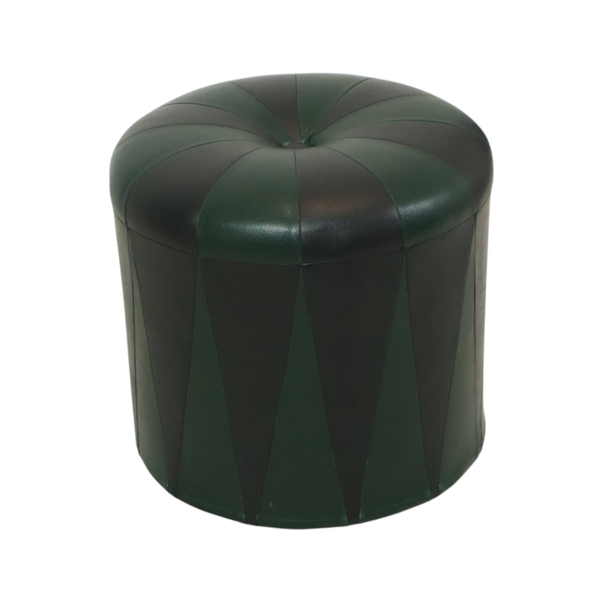 Round Vintage Green Black Pouf Two-tone Skai Sixties