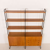 Wall unit, Scandinavian bookshelf in oak, 1970s.