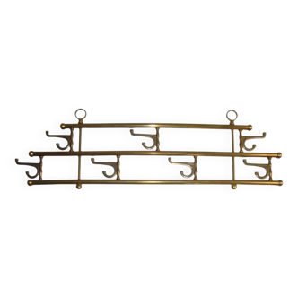 1 of 2 brass coat racks with 7 foldable hooks 1940s art-deco