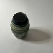 Vase in white clay with green/beige glaze - signed work