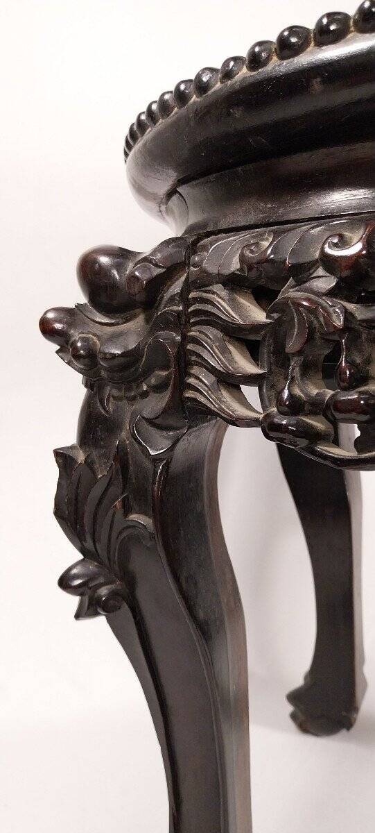 China, 19th century ironwood and marble pedestal coffee table