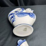 Pitcher bottle hen earthenware white blue USSR 20th century