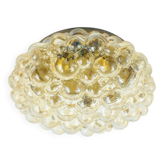 Grand plafonnier/plafonnier en verre à bulles ambré par Helena Tynell pour Limburg, Allemagne, années 1960