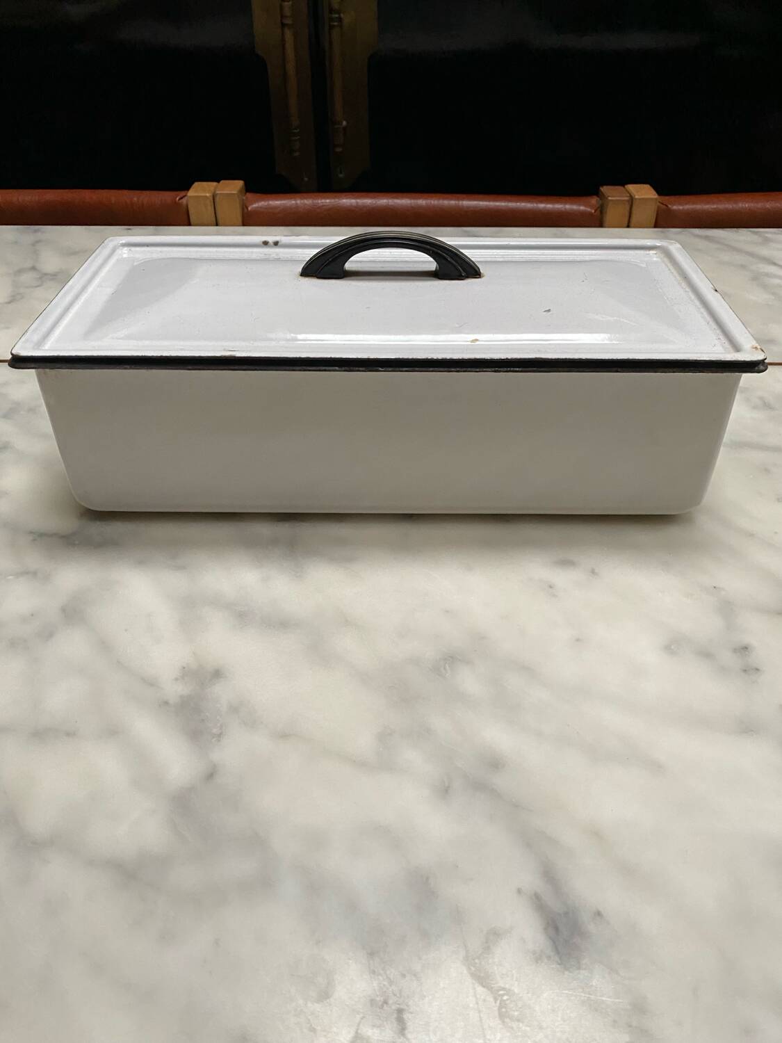 Vintage enameled cast iron fish bowl