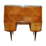 Office, Scandinavian slope secretary, satin wood and teak plating.