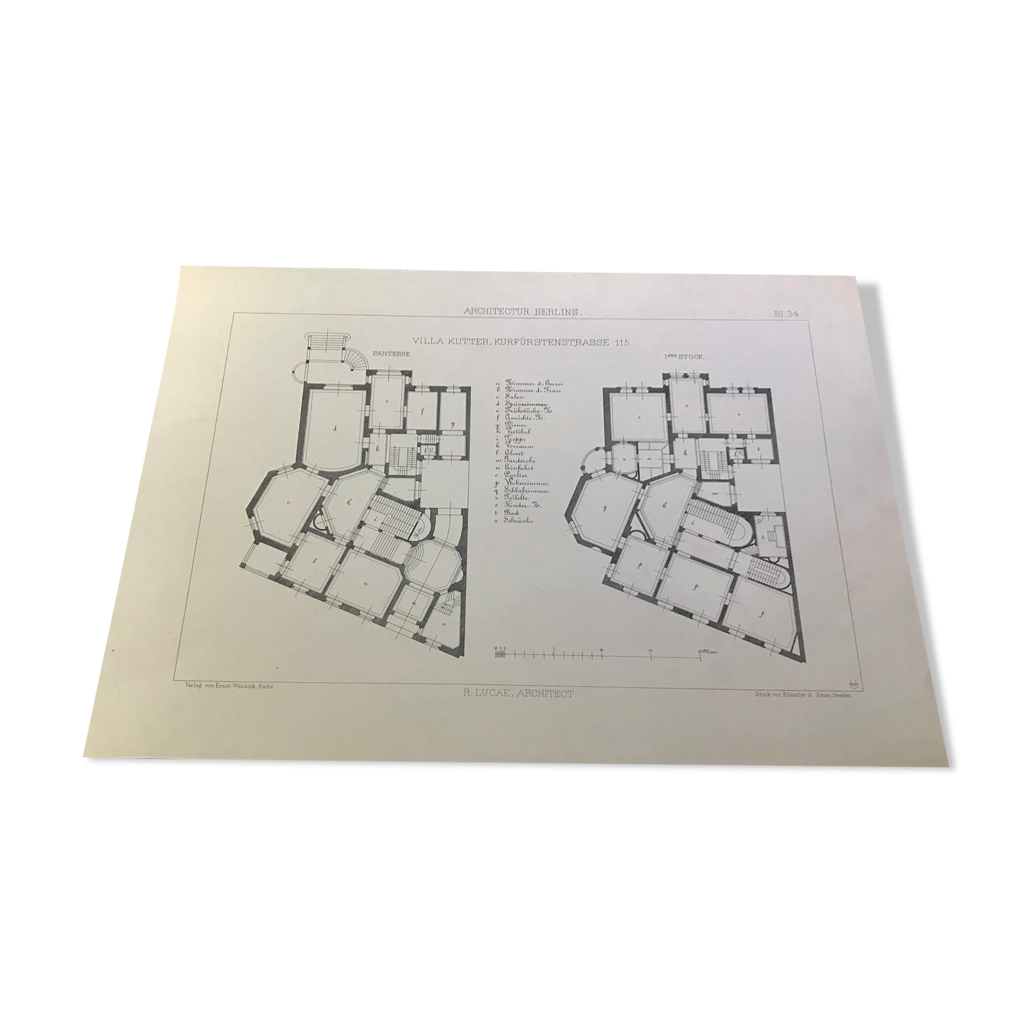 Illustration architecture plan villa Berlin 19th