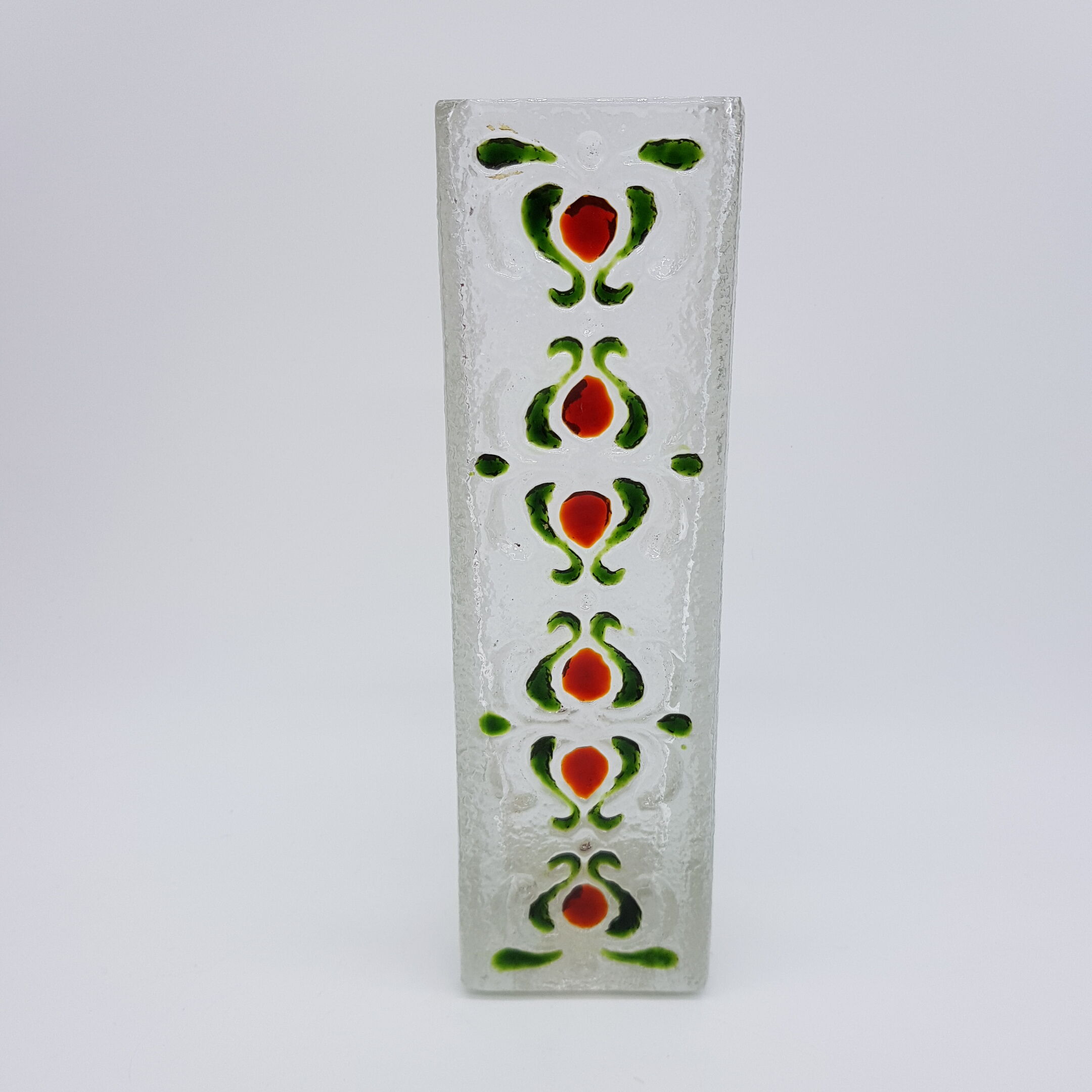 Vintage vase in enamelled textured glass