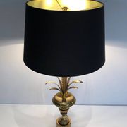 Neoclassical Palm Tree Table Lamp in Brass in the Style of M