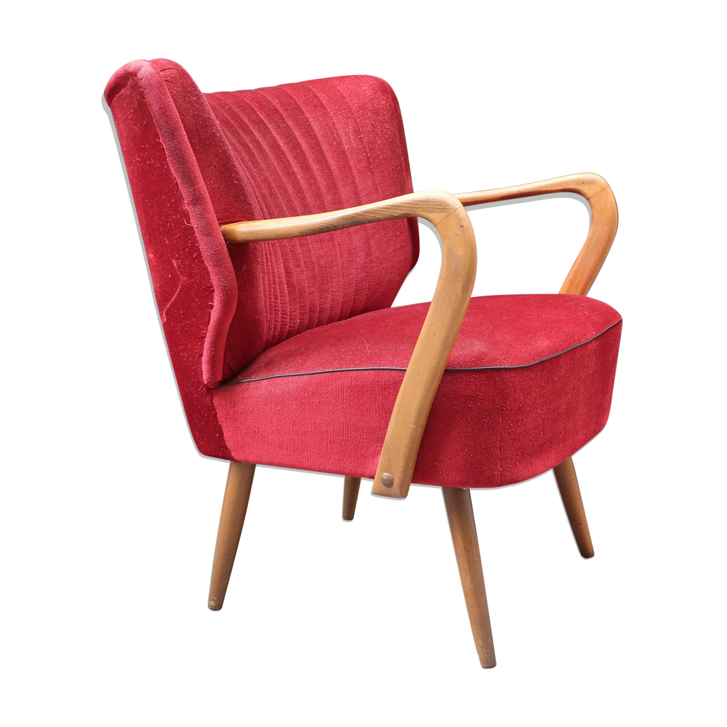 Armchair 60s vintage cocktail red velvet