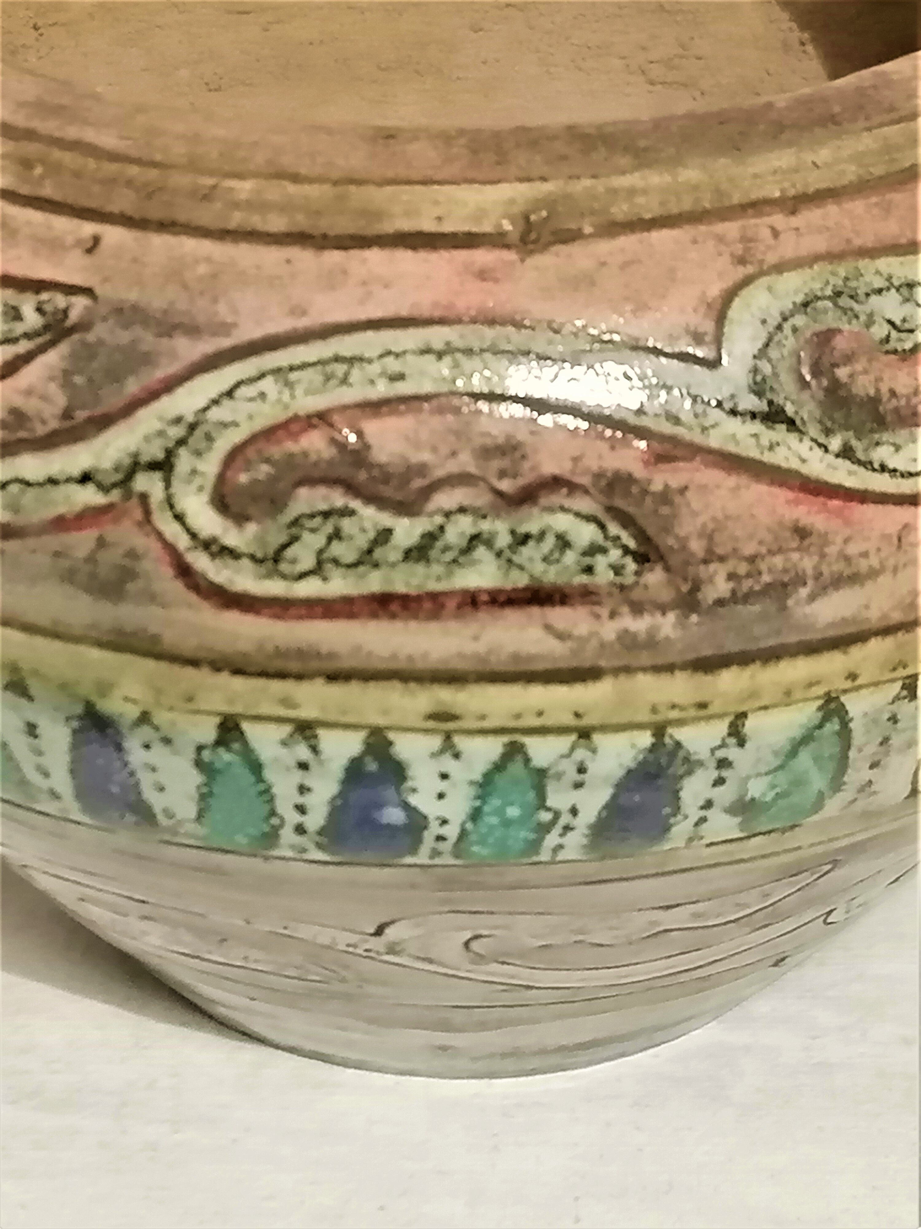 Old vase in oriental ceramics. Pottery of Nabeul. Signed.