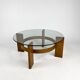 Vintage Oak and Thick Glass Coffee Table, 1960