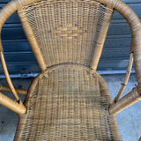 Pair of 80's rattan armchairs