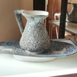Vintage ceramic pitcher/Vallauris Annette Roux flat set
