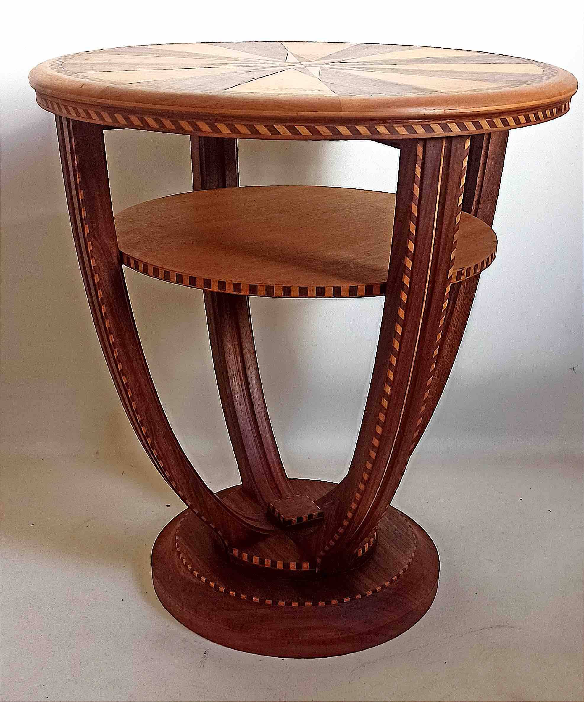 Art Deco 2-tiered pedestal table in purple rosewood, diameter 58.5 cm