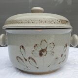 Soup or vinegar sarreguemines morzine 1970 gray floral decoration brown