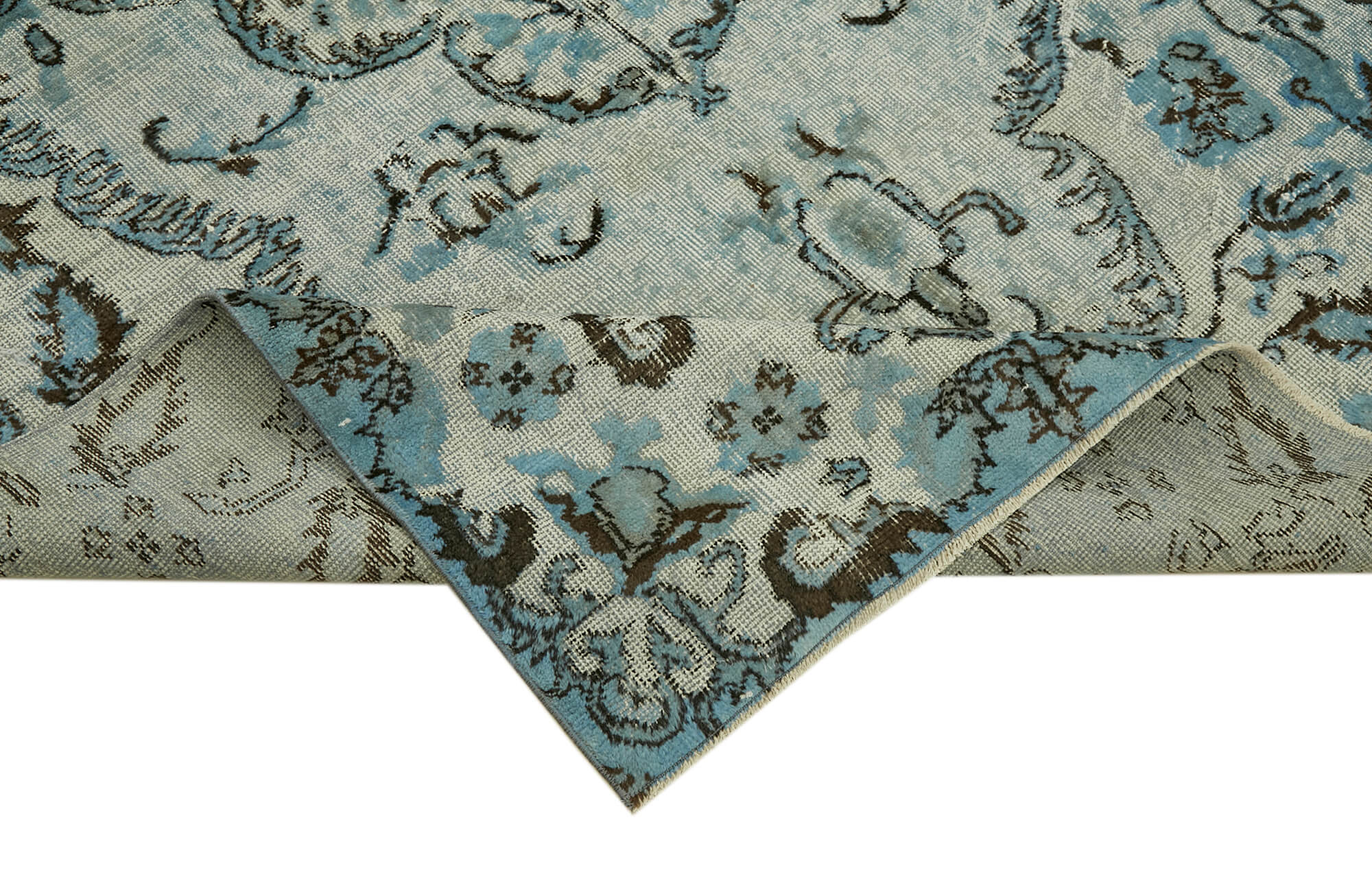 Hand-knotted carved oriental 1970s 172 cm x 270 cm blue carpet