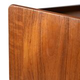 Scandinavian bedside table in teak and rattan