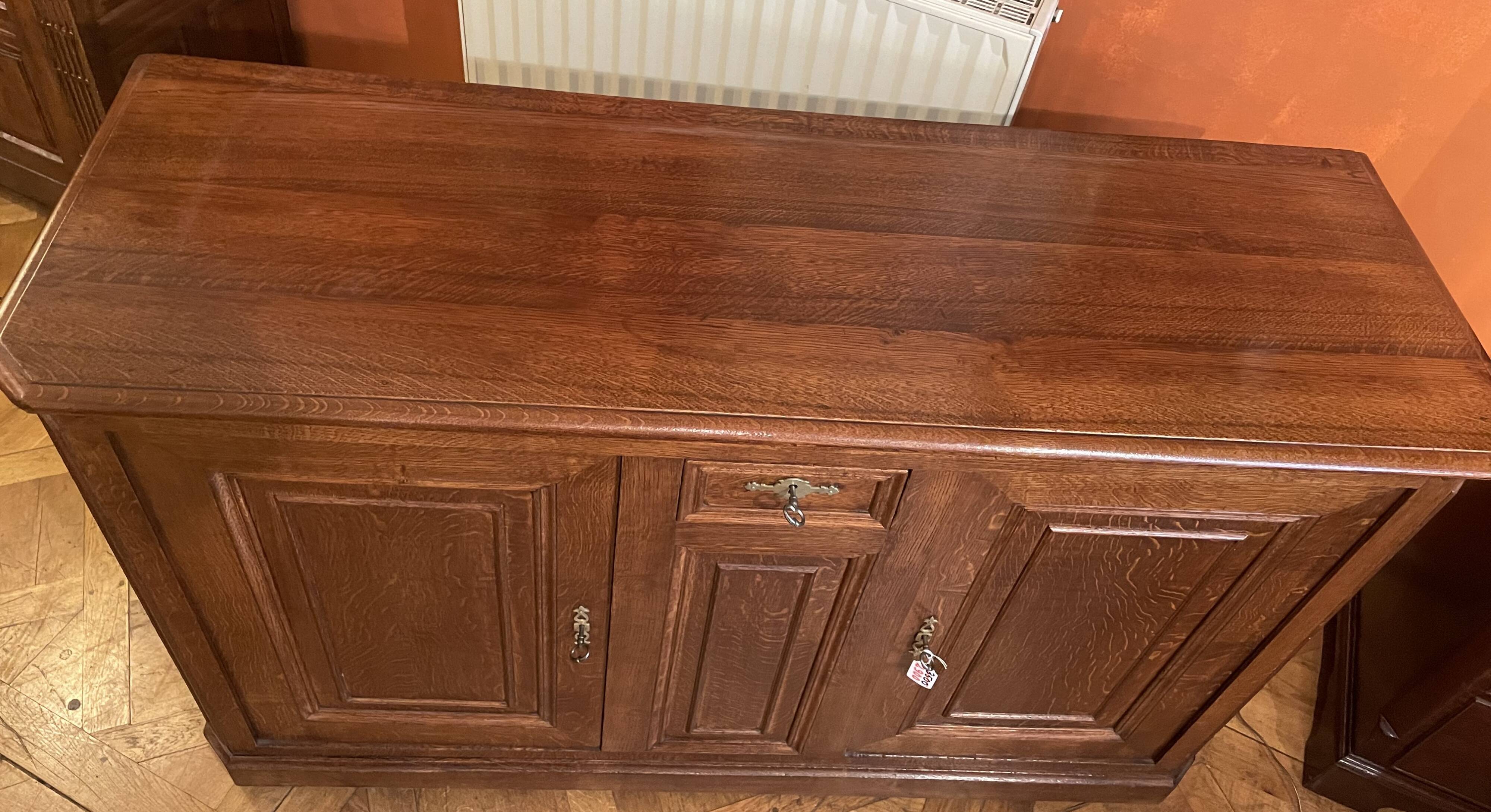 Large Oak Sideboard with Two Doors - 19th Century