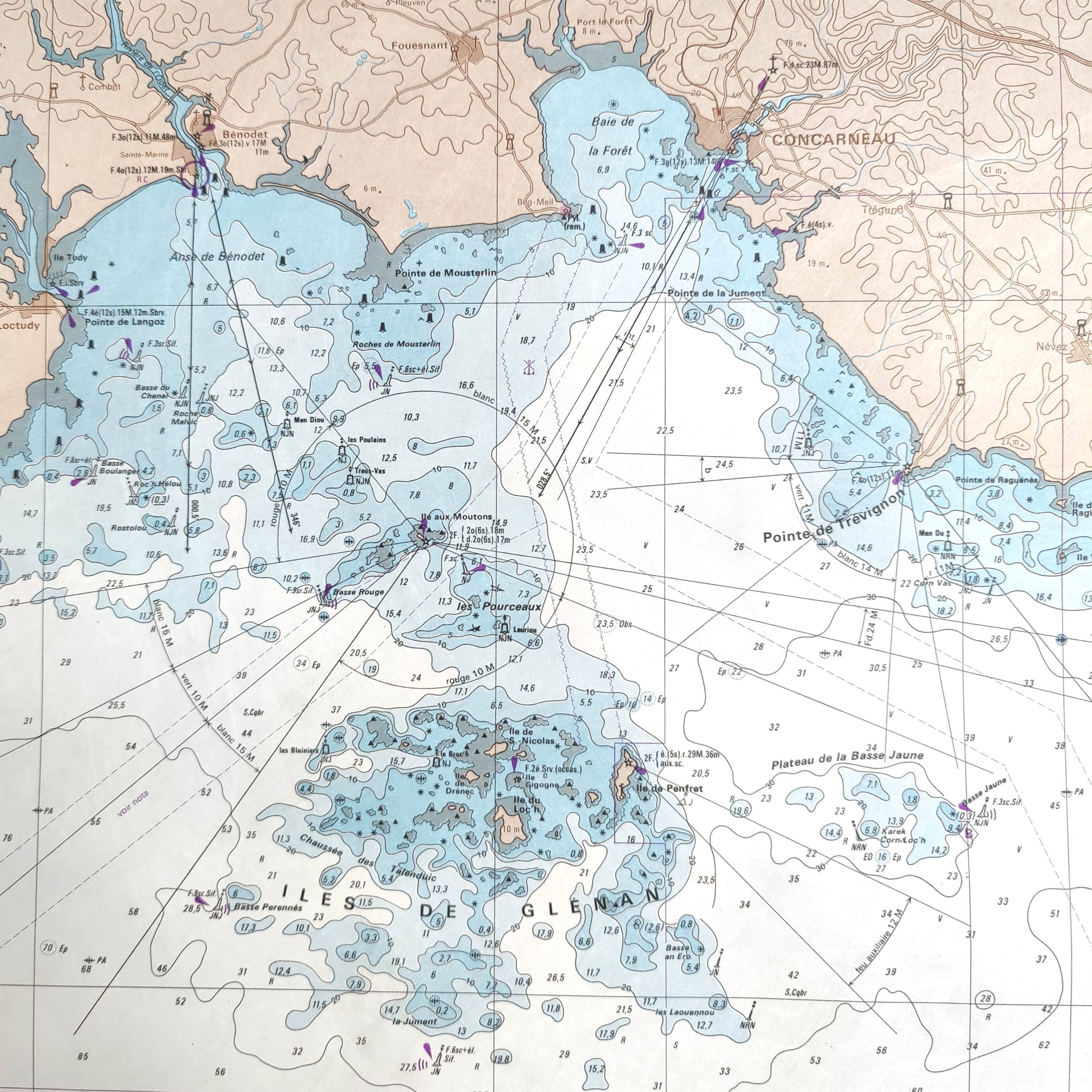 Map of Finistère and the Gulf of Morbihan, west coast of France, 1981