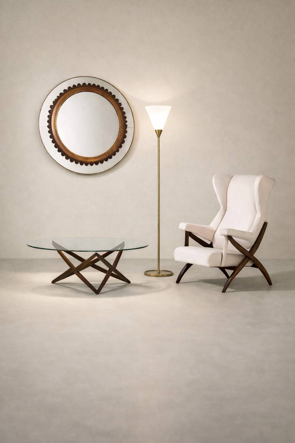 Table basse piétement sculptural par Angelo Ostuni