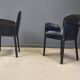 Black leather Italian dining chairs, 1980s - set of 6