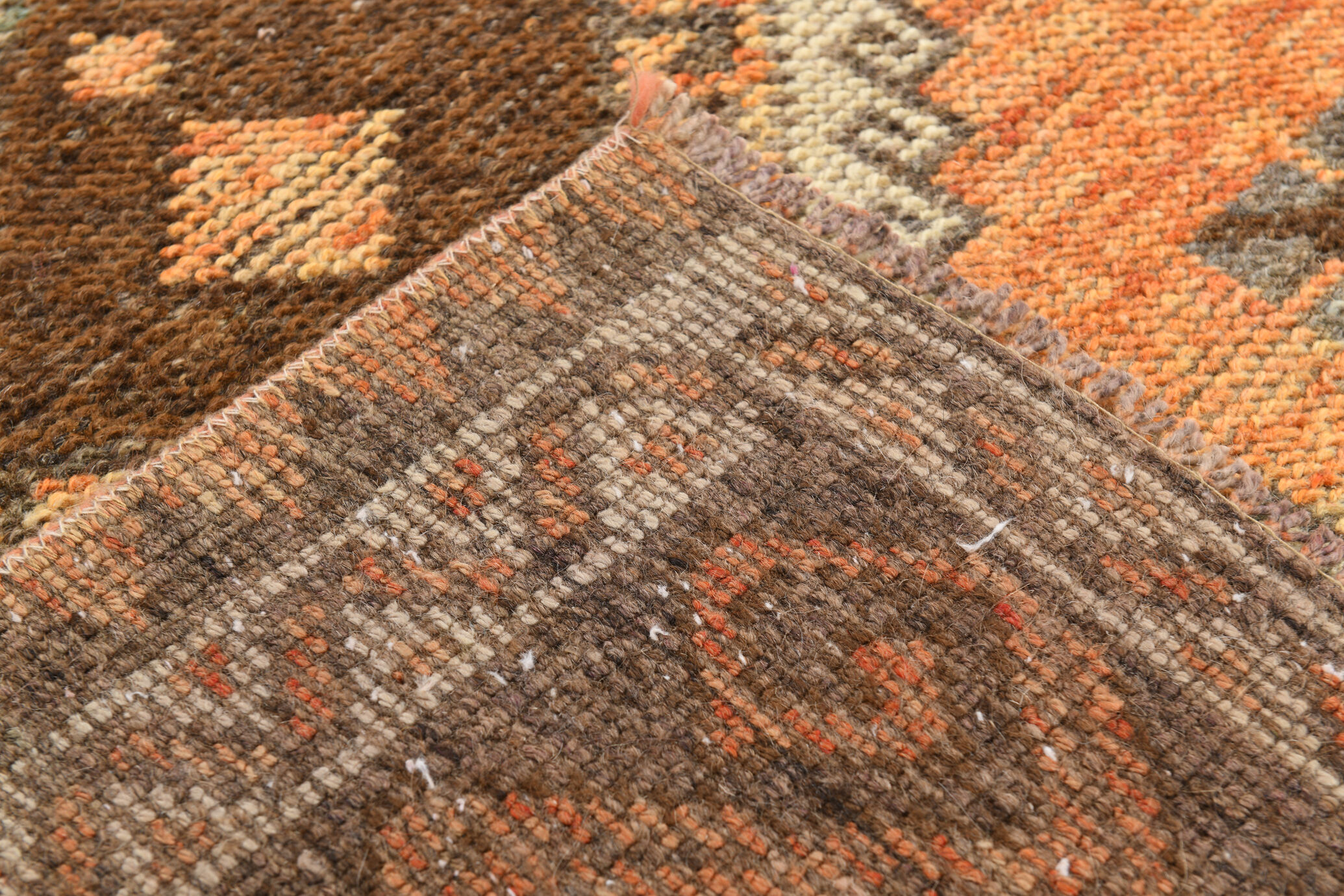 5x11 orange and brown vintage tapis rug, 352x162cm