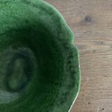 1960s Biot glazed earthenware salad bowl with XL green scalloped edges