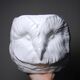 Large owl head cache-pot in vintage Italian white faience.