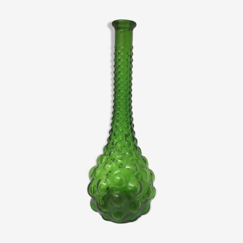 Verrerie ou bouteille italienne verte à grosse bulle 1950