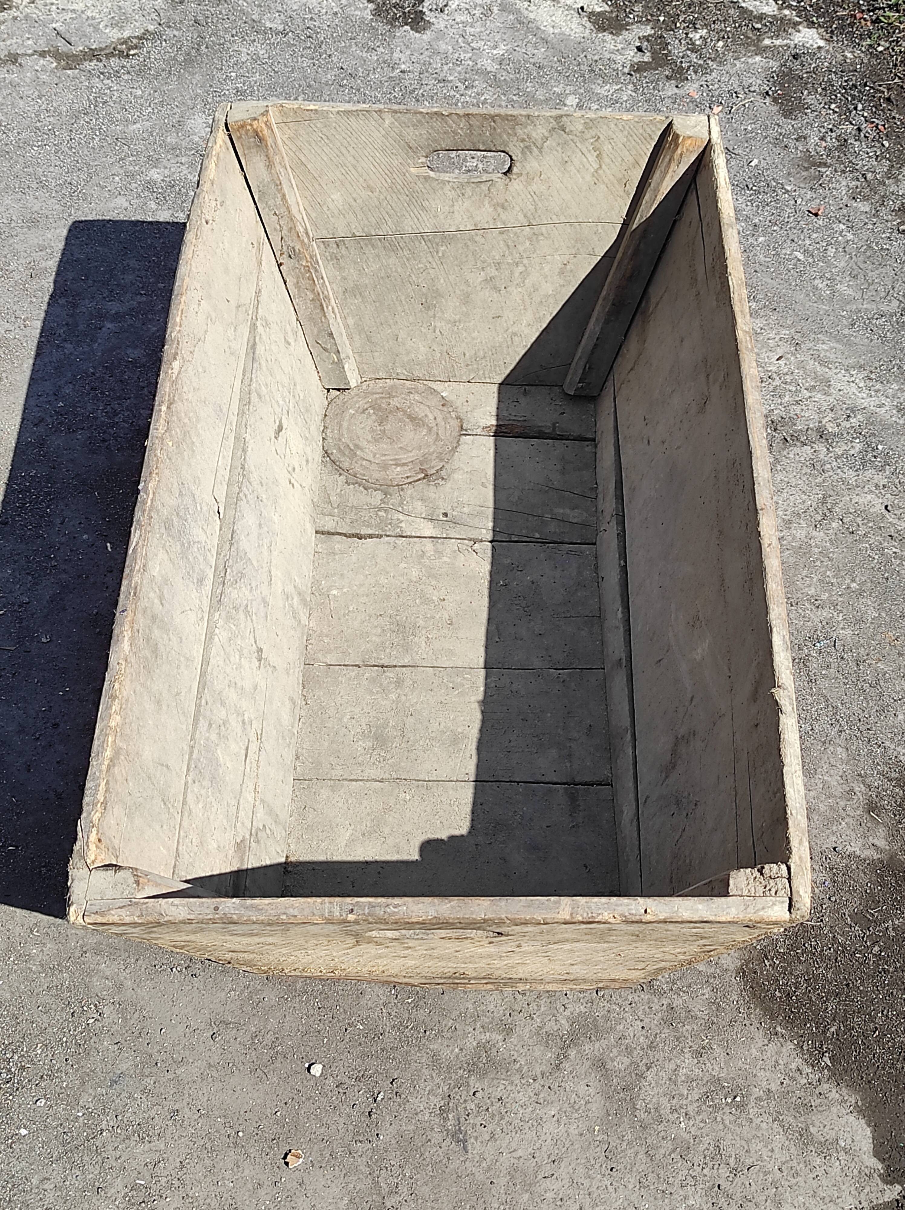 Old vintage grape crate in its poplar wood juice